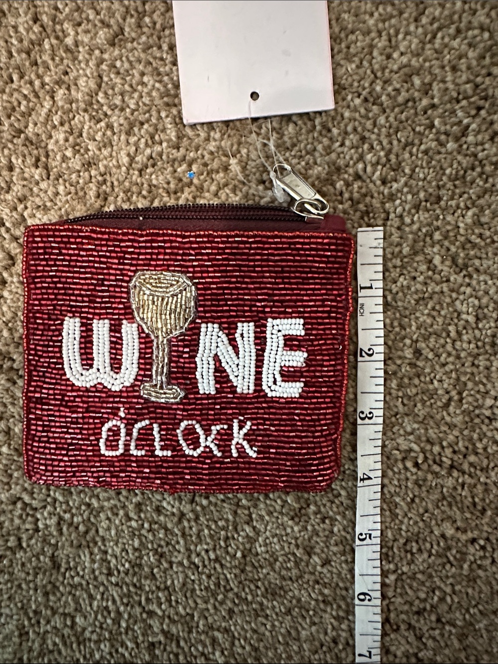 BACCI Red Beaded 'Wine O'Clock' Zip Coin Pouch - Picture 5 of 6